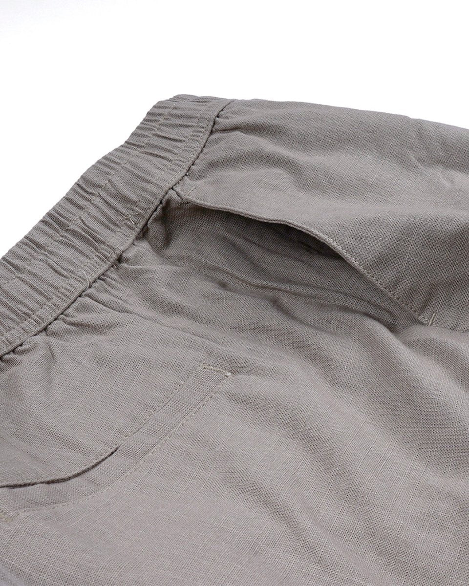 TAILORAEDGE Raw Slub Relaxed Flexiwaist Pants In Beige