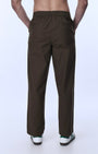 TAILORAEDGE Raw Slub Relaxed Flexiwaist Pants In Brown