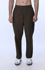 TAILORAEDGE Raw Slub Relaxed Flexiwaist Pants In Brown