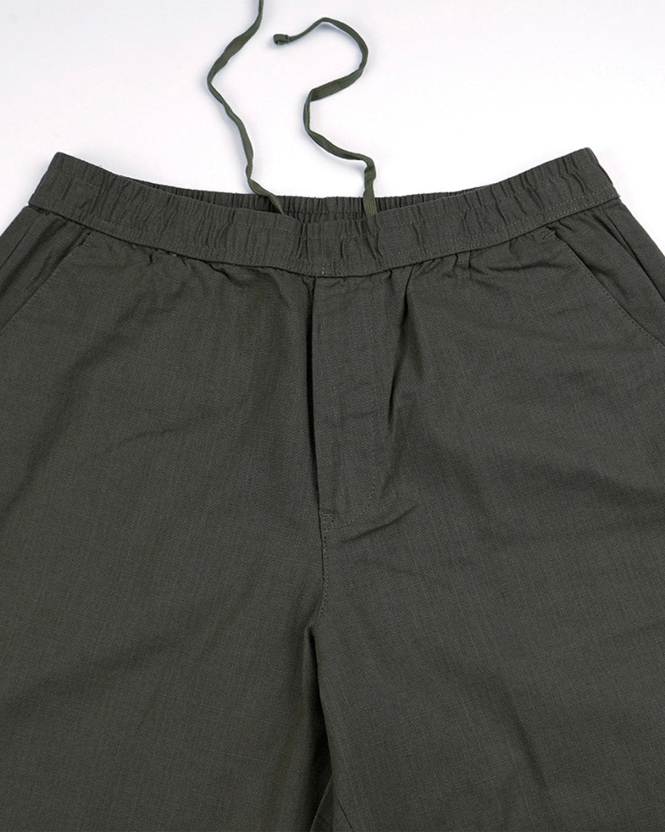 TAILORAEDGE Raw Slub Relaxed Flexiwaist Pants In Green