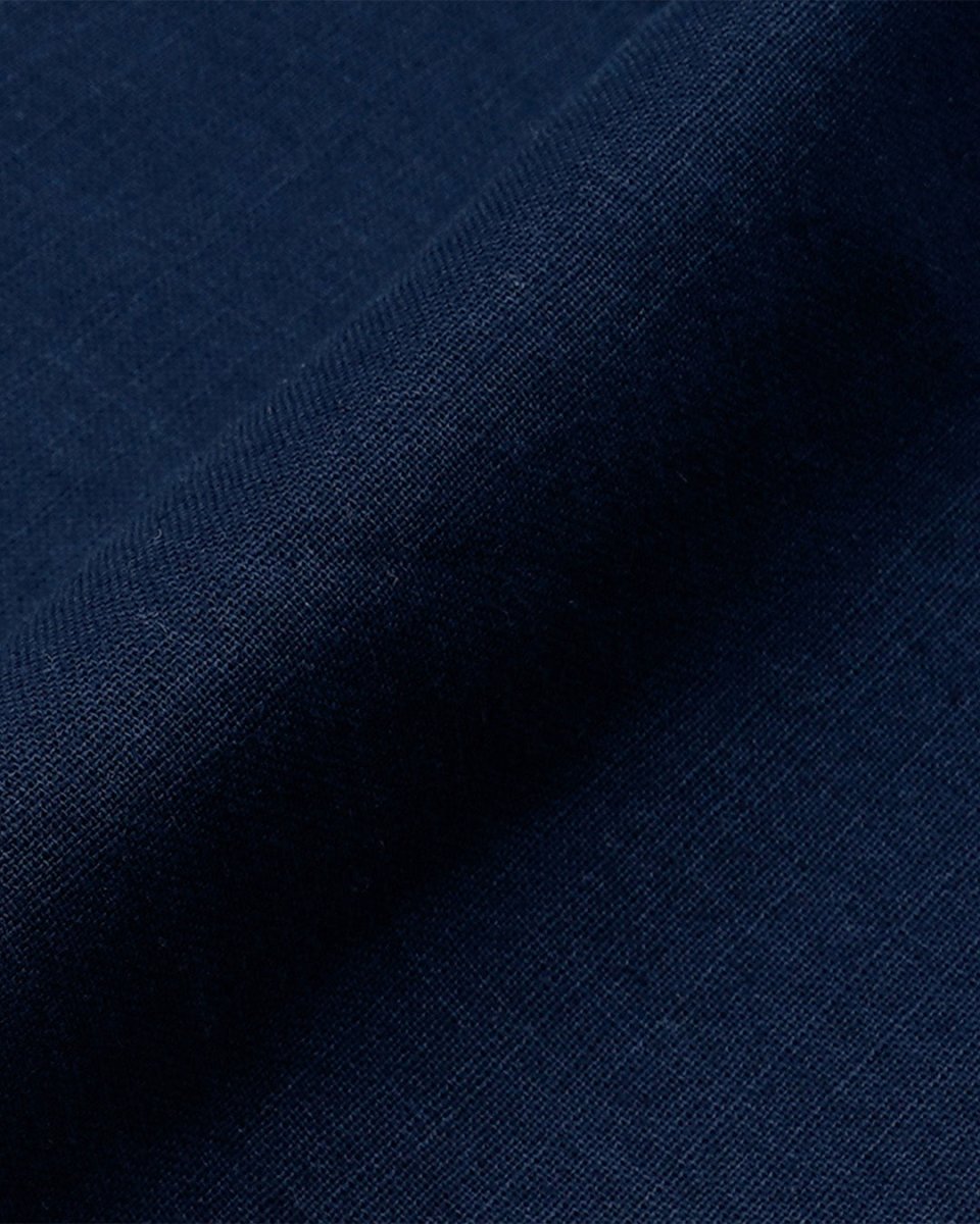 TAILORAEDGE Raw Slub Relaxed Flexiwaist Pants In Navy