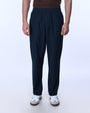 TAILORAEDGE Raw Slub Relaxed Flexiwaist Pants In Navy