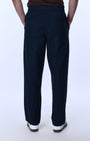 TAILORAEDGE Raw Slub Relaxed Flexiwaist Pants In Navy