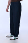 TAILORAEDGE Raw Slub Relaxed Flexiwaist Pants In Navy