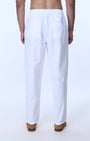 TAILORAEDGE Raw Slub Relaxed Flexiwaist Pants In White