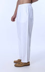 TAILORAEDGE Raw Slub Relaxed Flexiwaist Pants In White