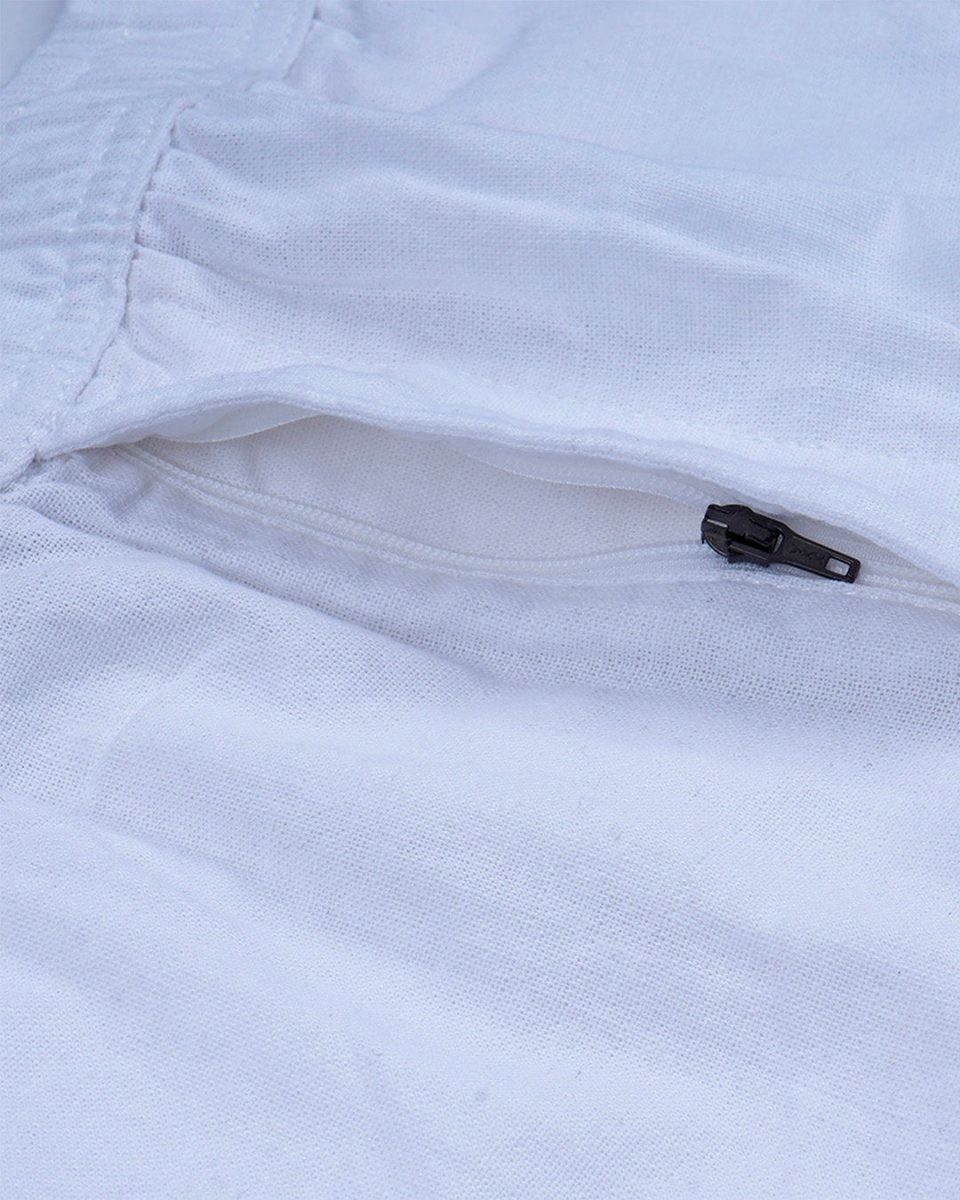 TAILORAEDGE Raw Slub Relaxed Flexiwaist Pants In White