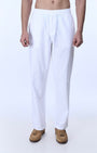 TAILORAEDGE Raw Slub Relaxed Flexiwaist Pants In White