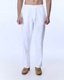 TAILORAEDGE Raw Slub Relaxed Flexiwaist Pants In White