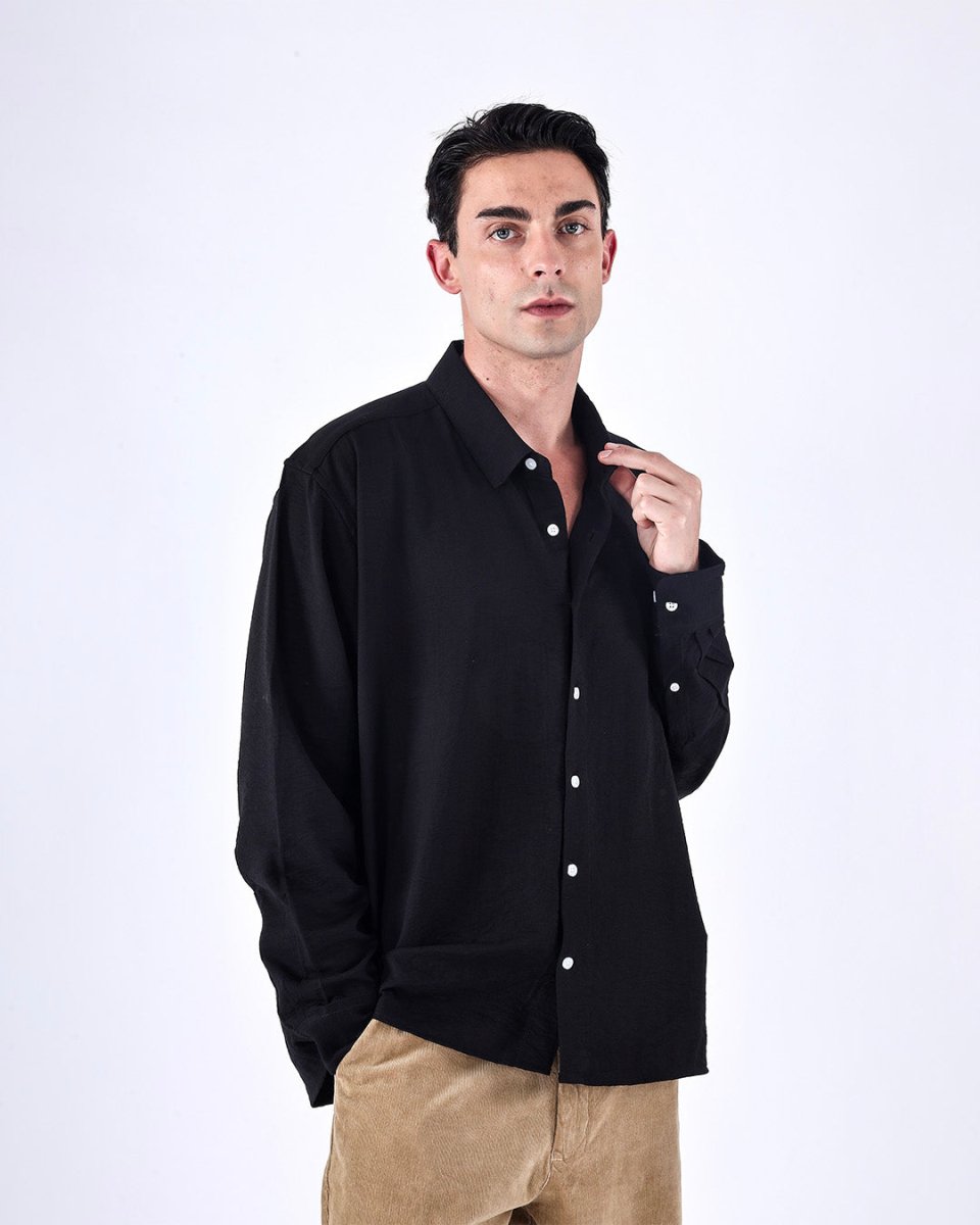 TAILORAEDGE Relaxed Drape Over - Shirt In Black