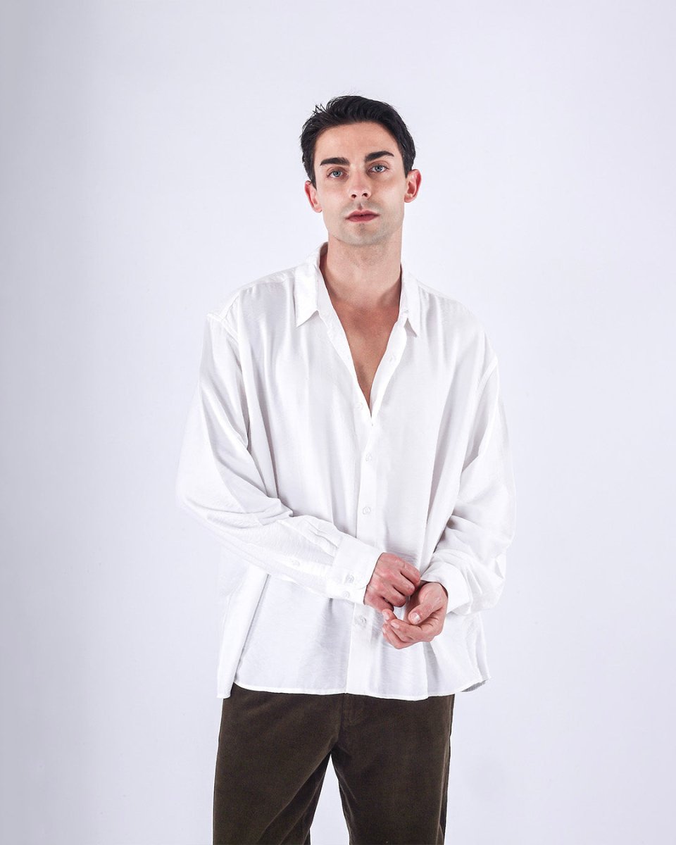 TAILORAEDGE Relaxed Drape Over - Shirt In White