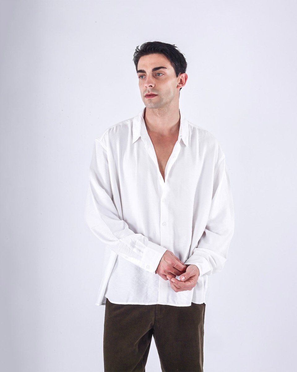 TAILORAEDGE Relaxed Drape Over - Shirt In White