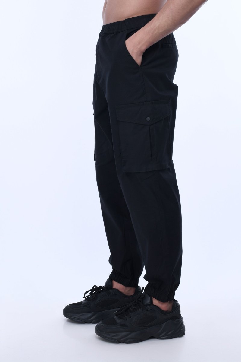 TAILORAEDGE Relaxed Light Cotton Joggers In Black