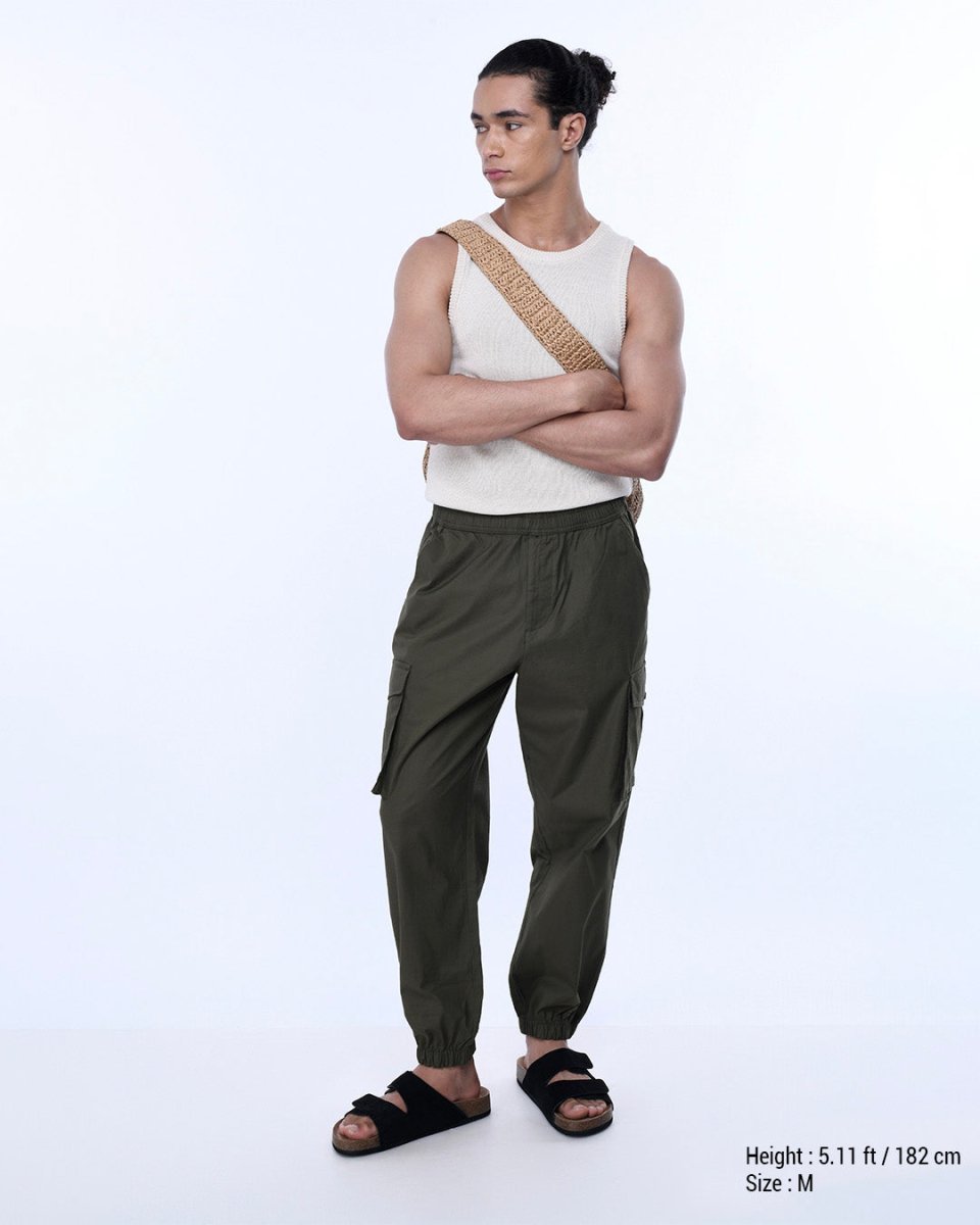 TAILORAEDGE Relaxed Light Cotton Joggers In Green