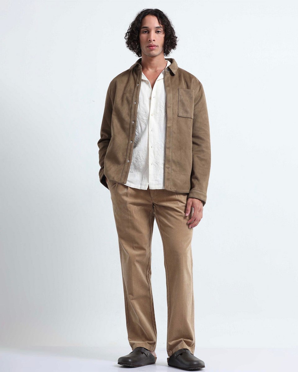 TAILORAEDGE Relaxed Pleated Corduroy Pants In Beige