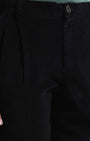 TAILORAEDGE Relaxed Pleated Corduroy Pants In Black