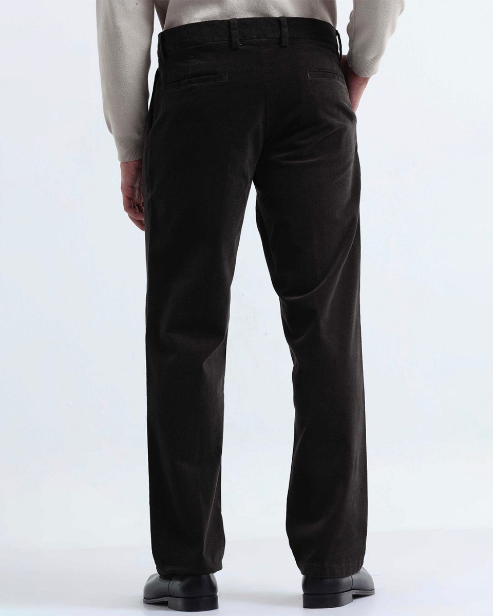 TAILORAEDGE Relaxed Pleated Corduroy Pants In Dark Olive