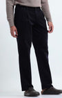 TAILORAEDGE Relaxed Pleated Corduroy Pants In Navy