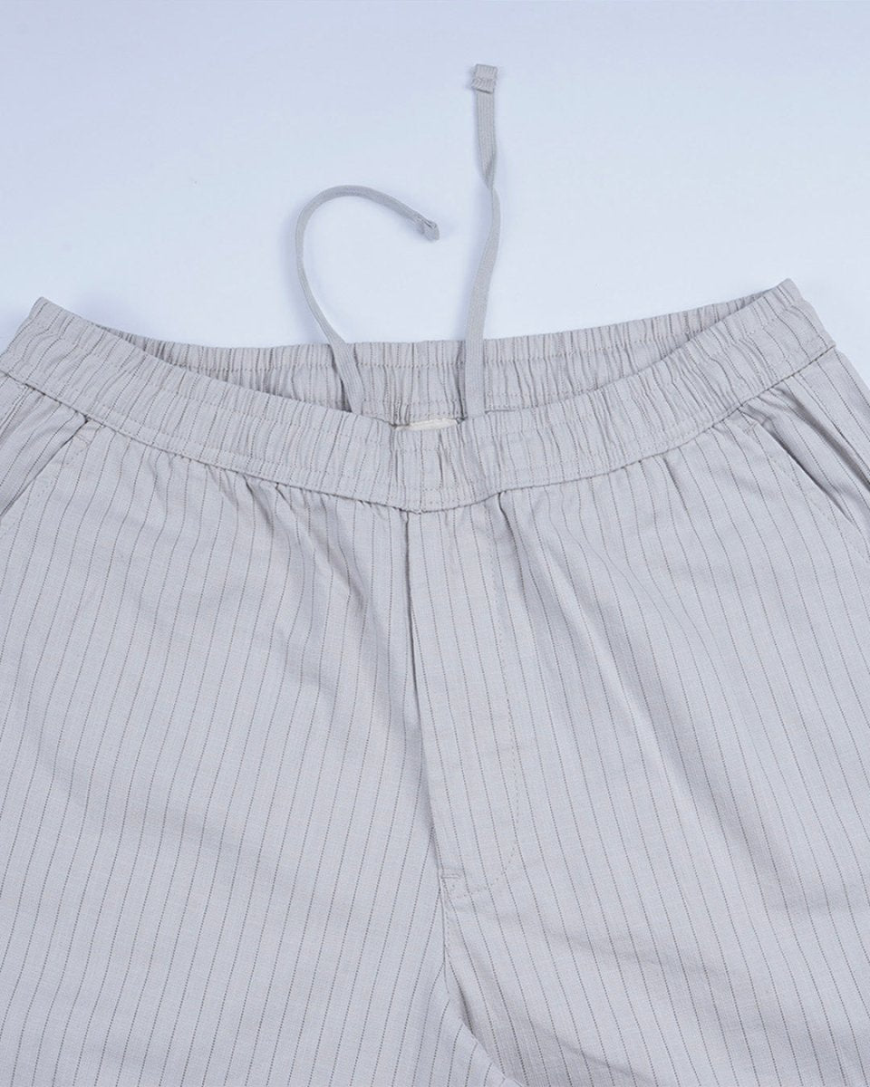 TAILORAEDGE Relaxed Striped Cotton Pant In Grey