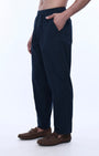 TAILORAEDGE Relaxed Striped Cotton Pant In Navy