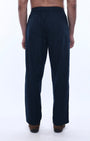 TAILORAEDGE Relaxed Striped Cotton Pant In Navy