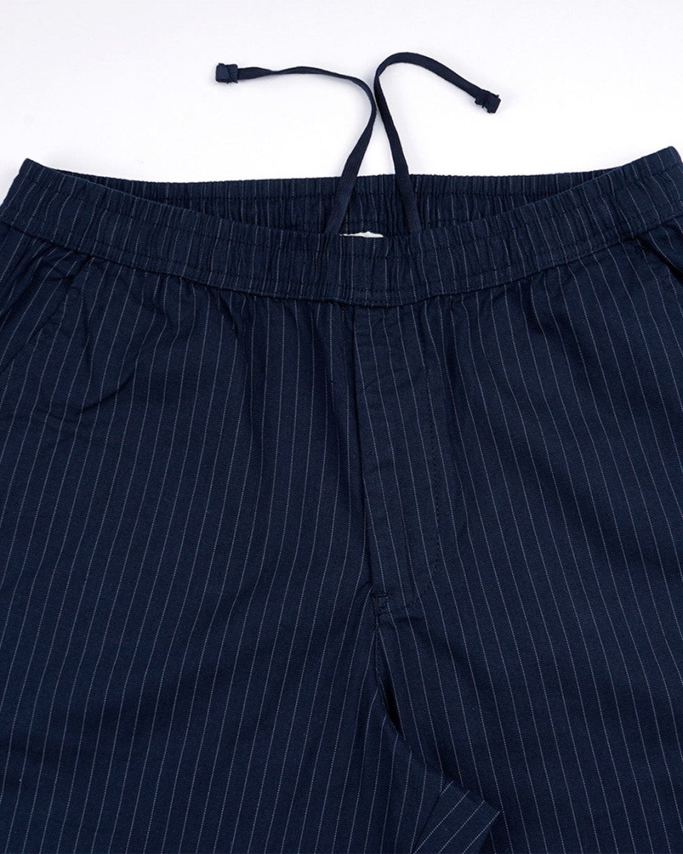 TAILORAEDGE Relaxed Striped Cotton Pant In Navy