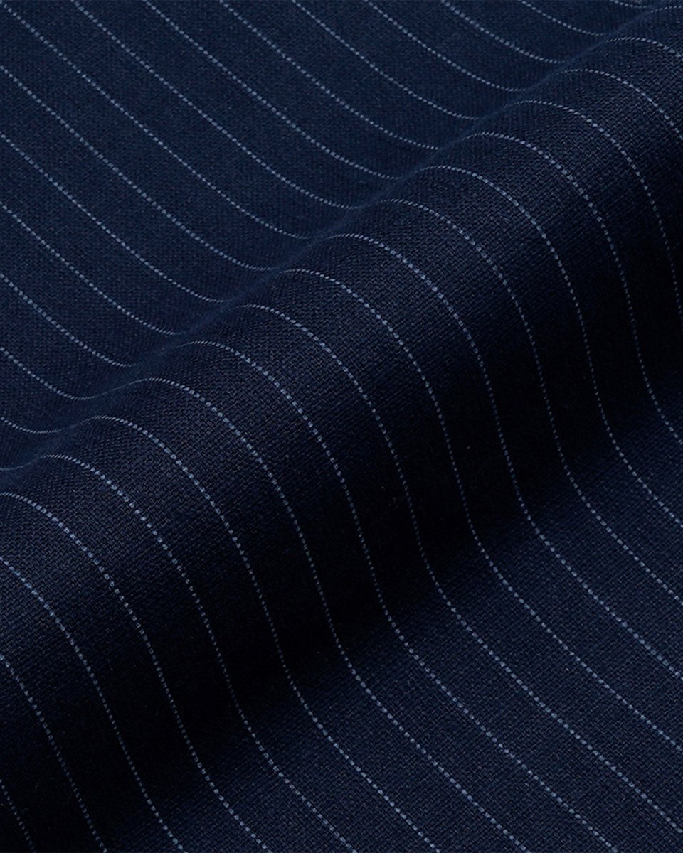 TAILORAEDGE Relaxed Striped Cotton Pant In Navy