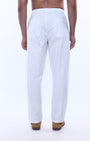 TAILORAEDGE Relaxed Striped Cotton Pant In White