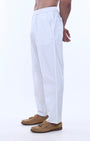 TAILORAEDGE Relaxed Striped Cotton Pant In White
