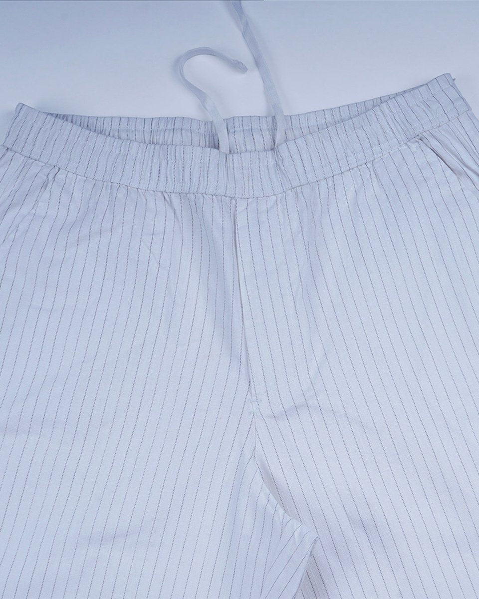 TAILORAEDGE Relaxed Striped Cotton Pant In White