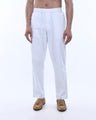 TAILORAEDGE Relaxed Striped Cotton Pant In White