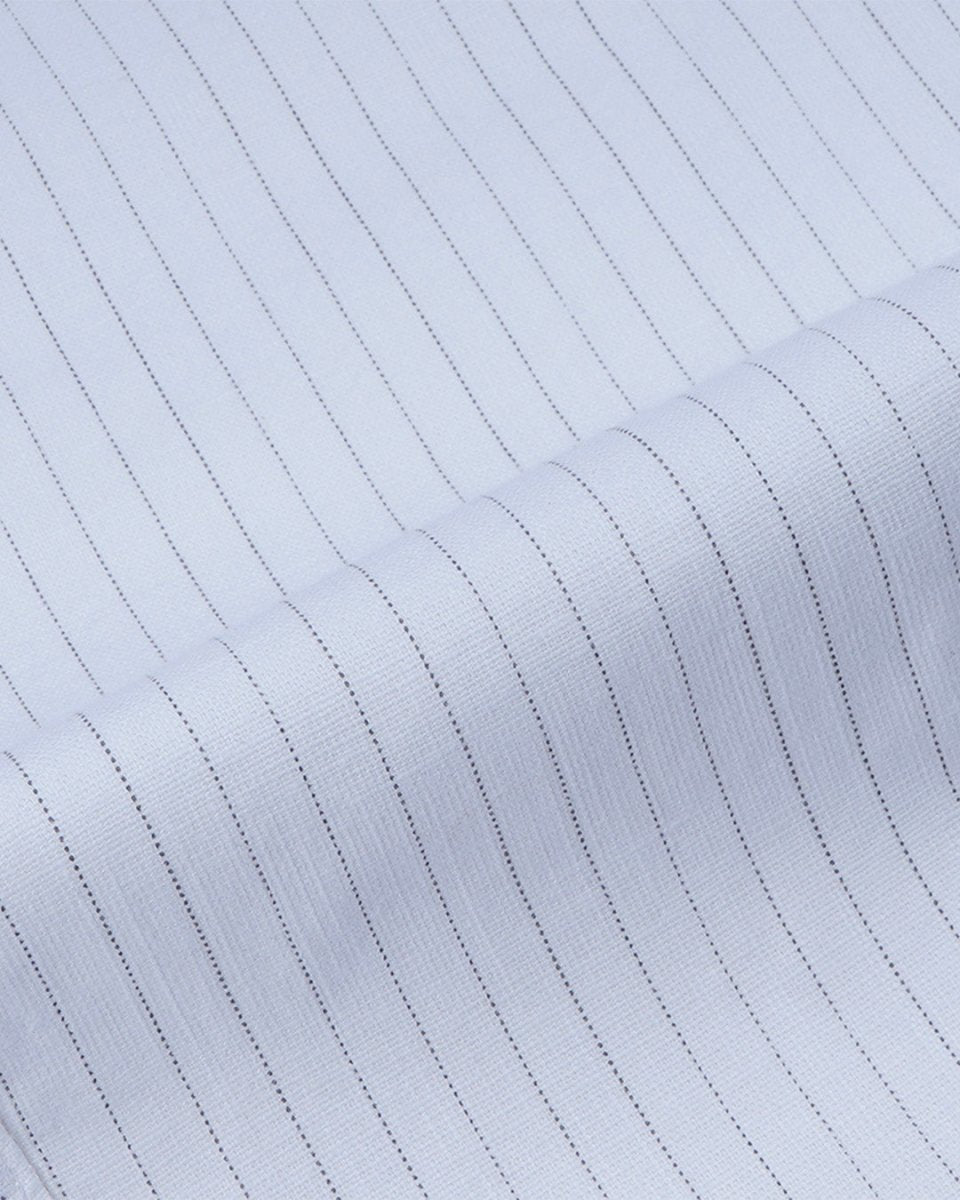 TAILORAEDGE Relaxed Striped Cotton Pant In White