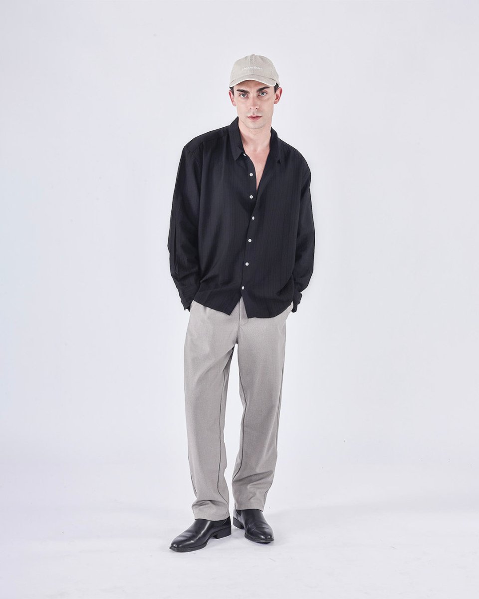 TAILORAEDGE Relaxed Striped Drape Over - Shirt In Black