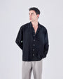 TAILORAEDGE Relaxed Striped Drape Over - Shirt In Black