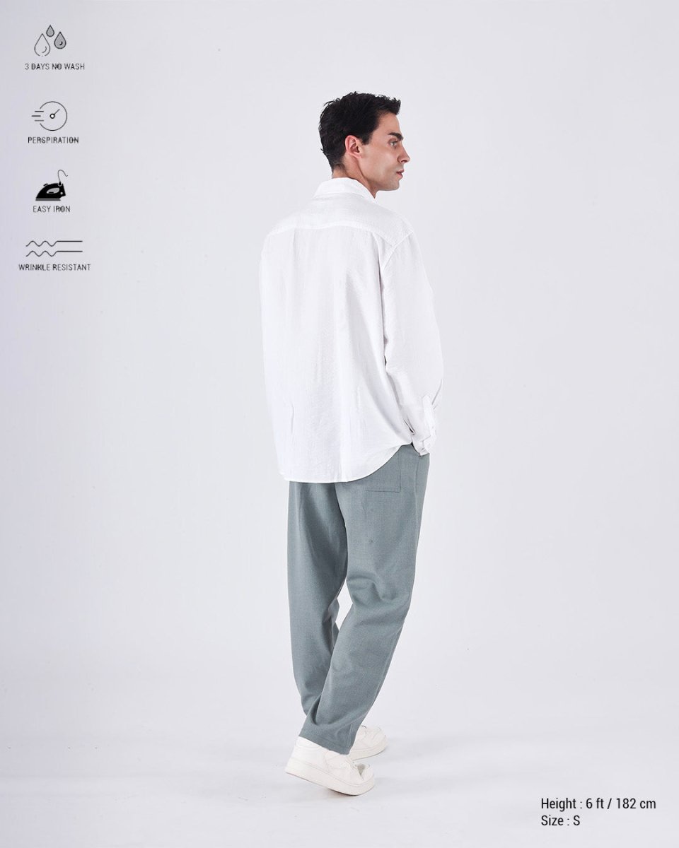 TAILORAEDGE Relaxed Striped Drape Over - Shirt In White