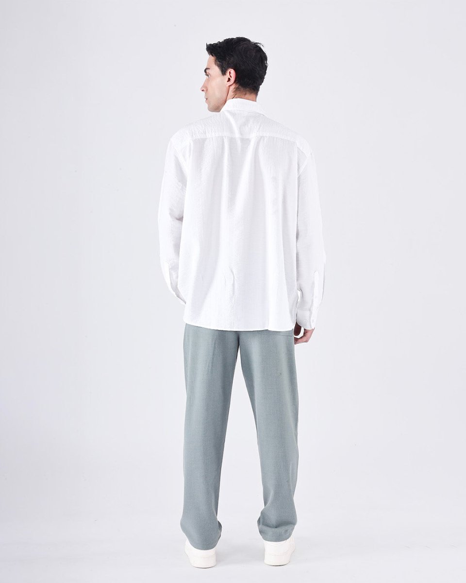 TAILORAEDGE Relaxed Striped Drape Over - Shirt In White