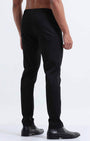 TAILORAEDGE Rich Cotton Flexi Waist Pant In Black