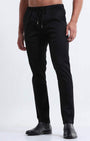 TAILORAEDGE Rich Cotton Flexi Waist Pant In Black