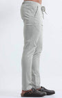 TAILORAEDGE Rich Cotton Flexi Waist Pant In Grey