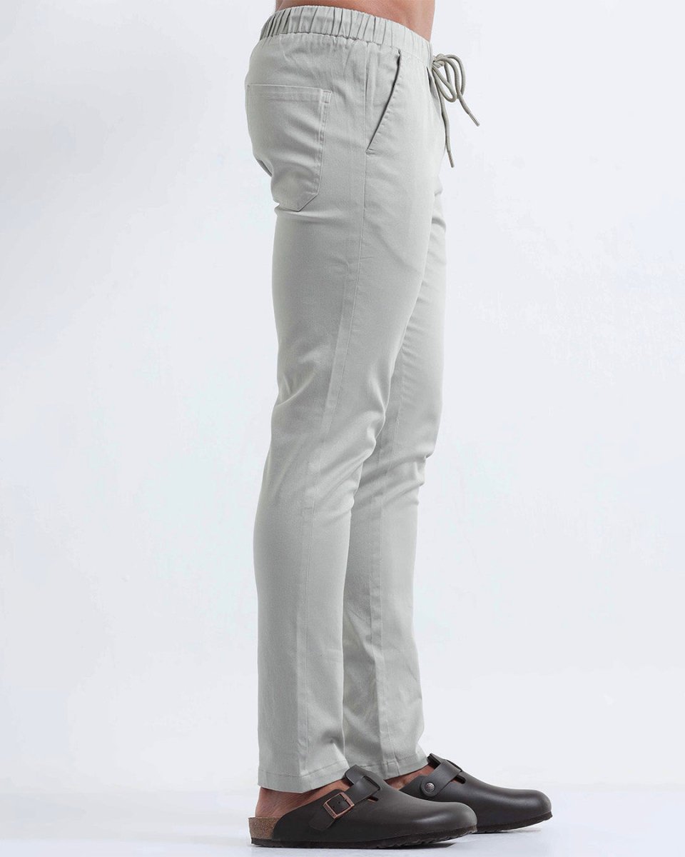 TAILORAEDGE Rich Cotton Flexi Waist Pant In Grey