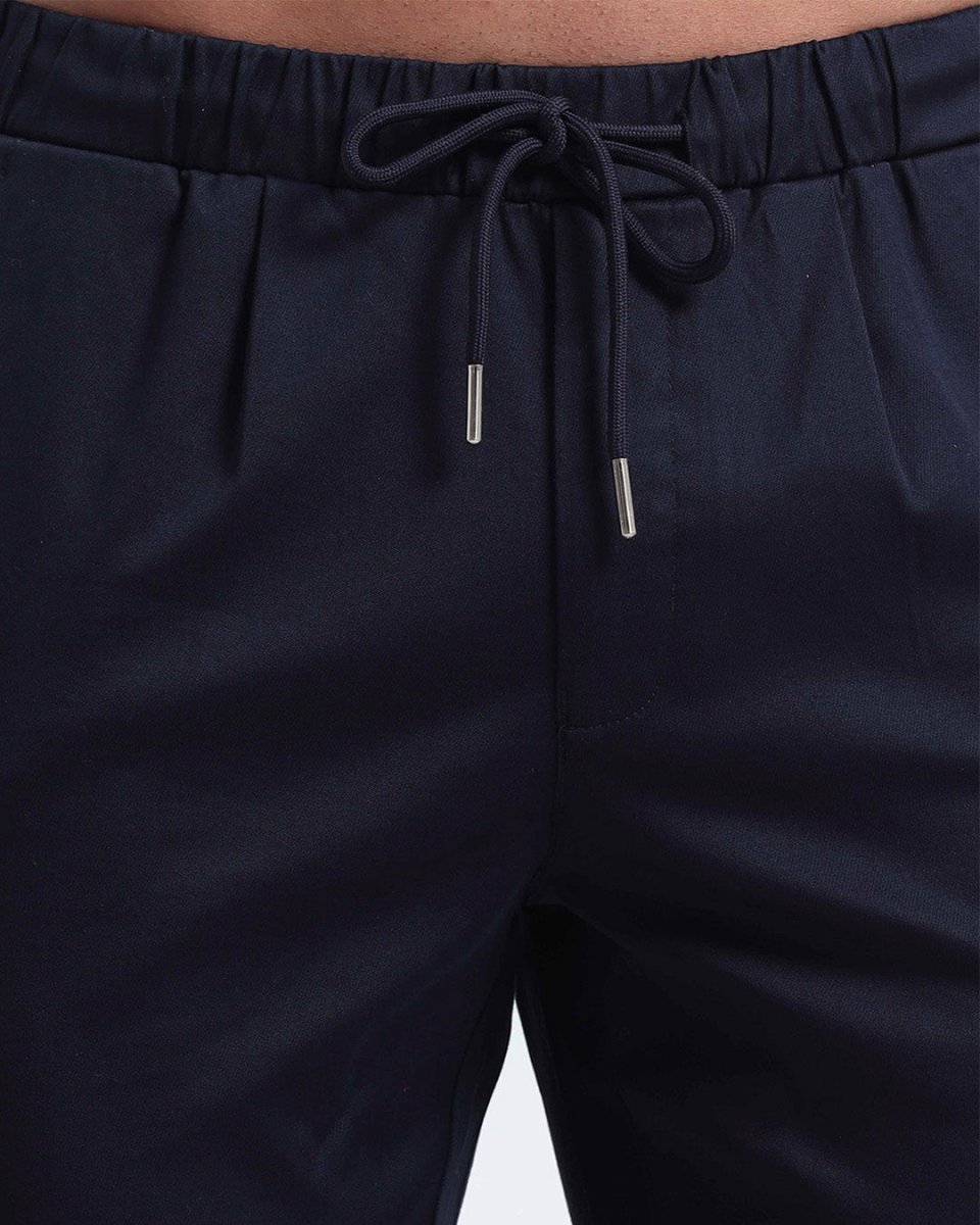 TAILORAEDGE Rich Cotton Flexi Waist Pant In Navy