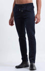 TAILORAEDGE Rich Cotton Flexi Waist Pant In Navy