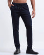 TAILORAEDGE Rich Cotton Flexi Waist Pant In Navy