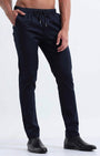 TAILORAEDGE Rich Cotton Flexi Waist Pant In Navy