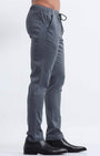 TAILORAEDGE Rich Cotton Flexi Waist Pant In Stone Blue
