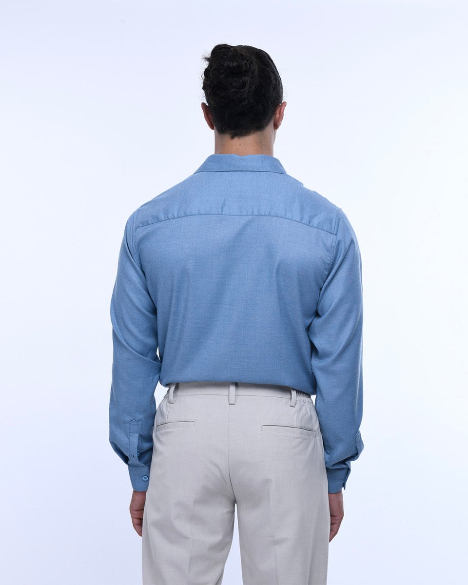 TAILORAEDGE Royal Oxford Stretch Shirt In Blue
