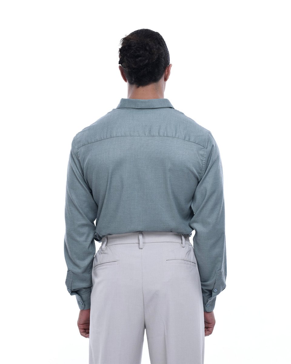 TAILORAEDGE Royal Oxford Stretch Shirt In Green
