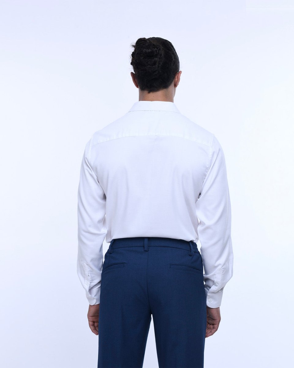 TAILORAEDGE Royal Oxford Stretch Shirt In White