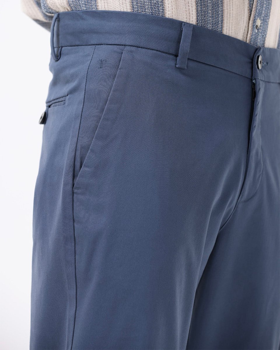 TAILORAEDGE Signature Chinos In Aqua Blue