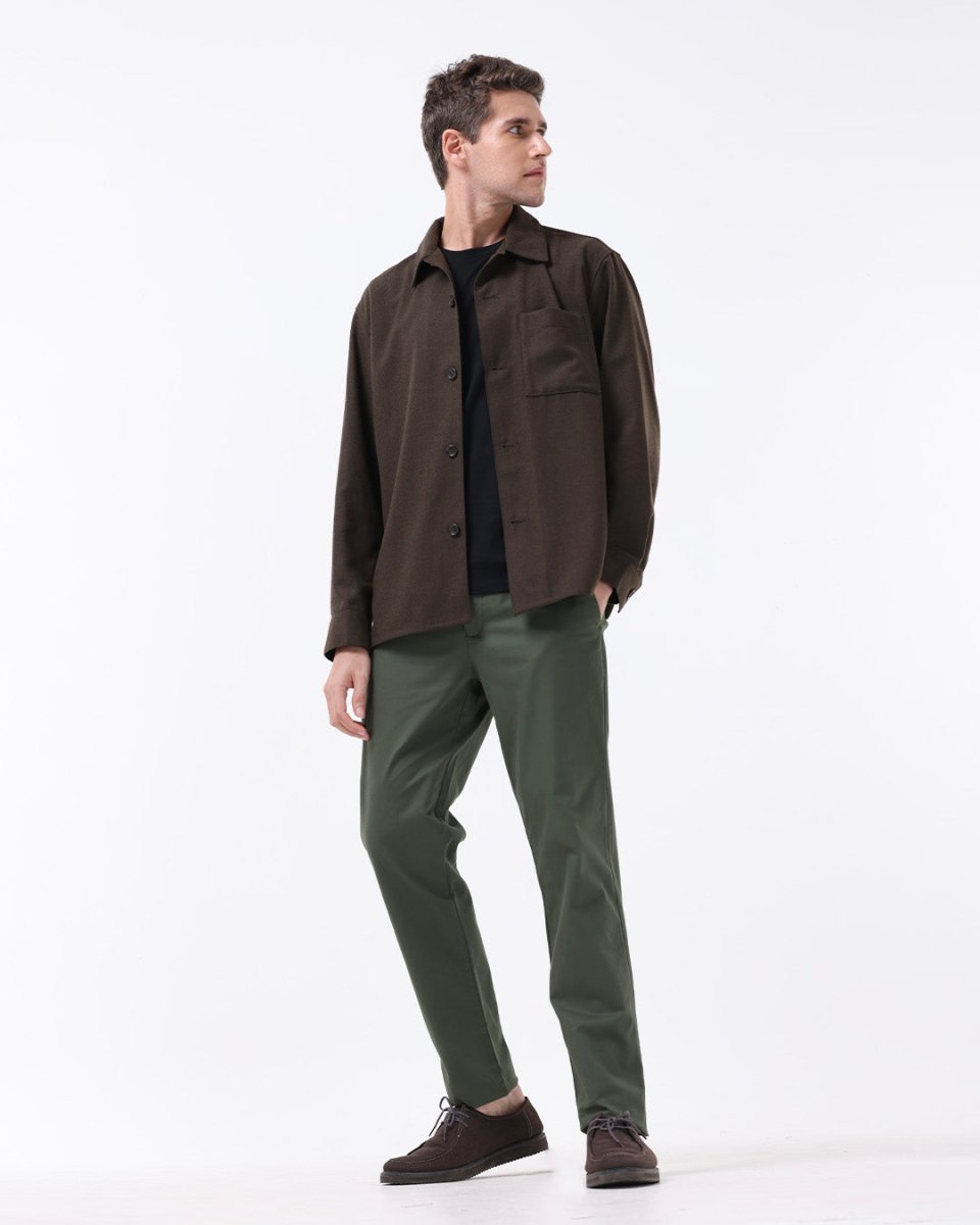 TAILORAEDGE Signature Chinos In Pine Olive